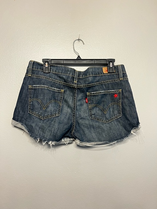 Levi's Pants - Levi's Boyfriend Rolled Hem Dark Blue Jean Shorts Embroidered Star Detail Size 7